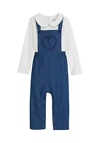 Toddler Girls Chambray Overalls Set