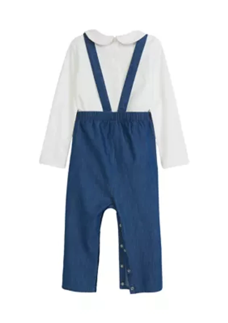 Toddler Girls Chambray Overalls Set