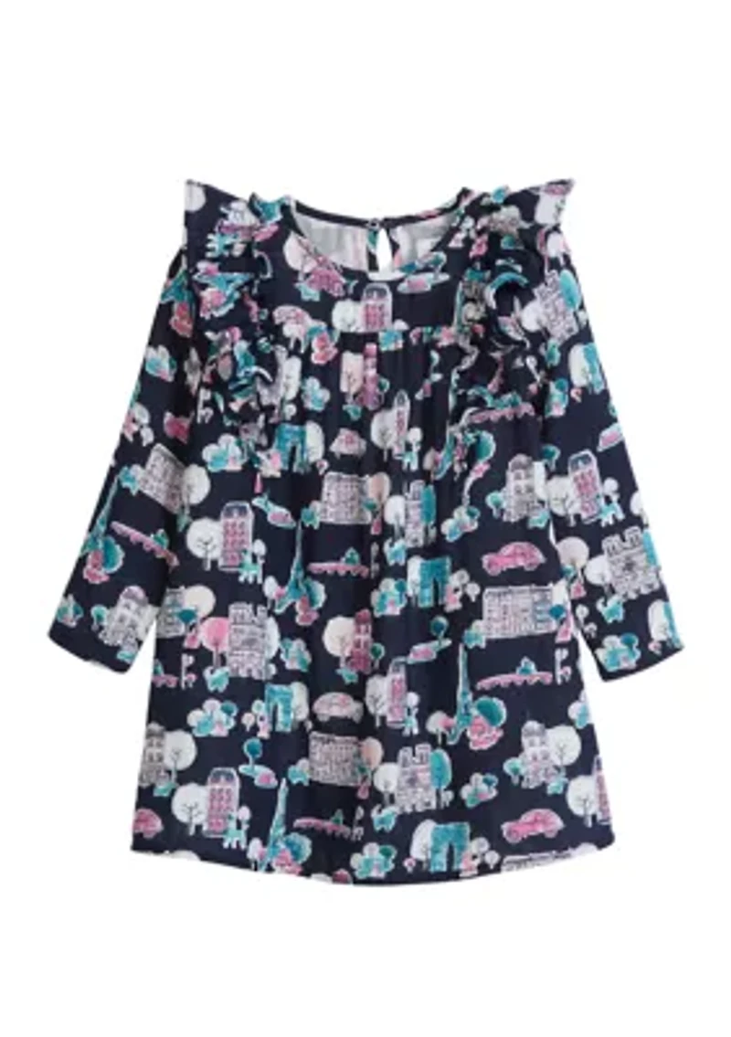 Toddler Girls Printed Ruffle Dress