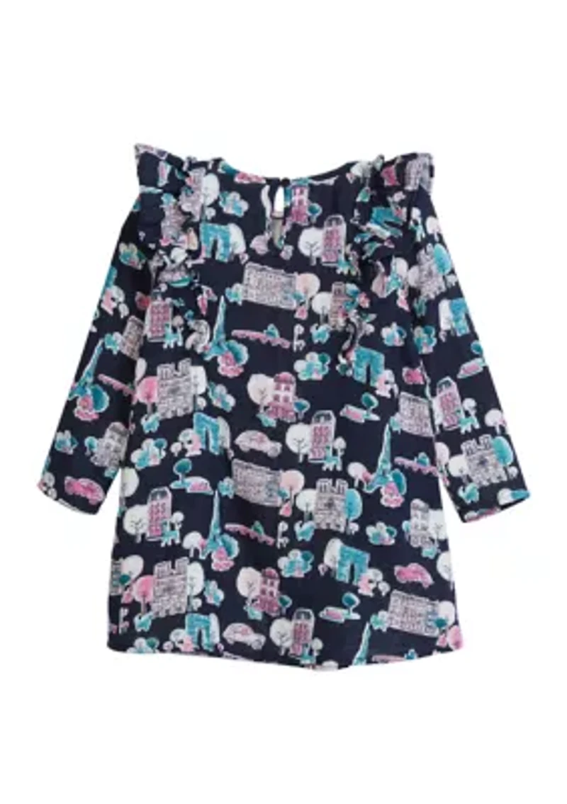 Toddler Girls Printed Ruffle Dress
