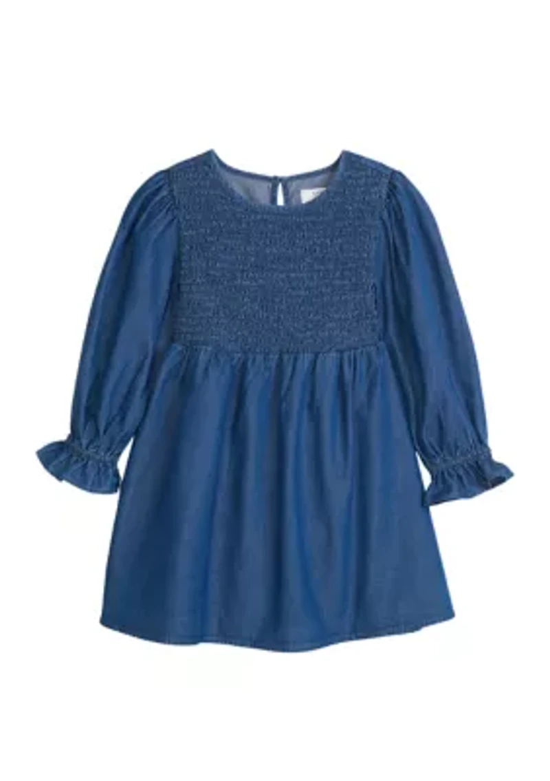Toddler Girls Smocked Chambray Dress