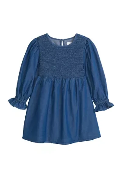 Toddler Girls Smocked Chambray Dress