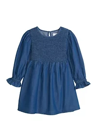 Toddler Girls Smocked Chambray Dress