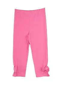 Toddler Girls Solid Pink Leggings with Bow Details