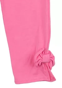 Toddler Girls Solid Pink Leggings with Bow Details