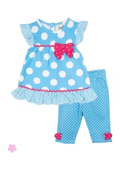 Baby Girls Dot Print Top and Leggings Set