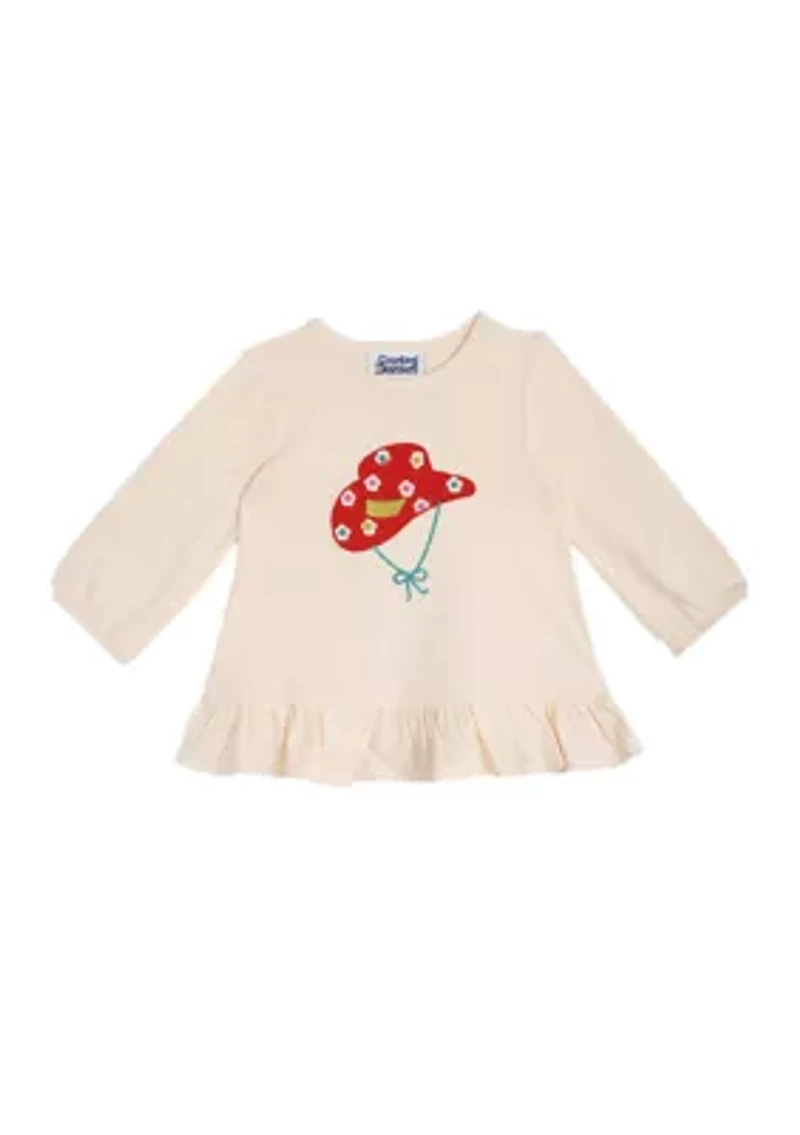 Toddler Girls Cowboy Hat Appliqué Top