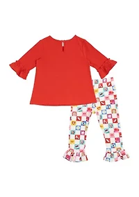 Baby Girls Cupcake Appliqué Top and Leggings Set