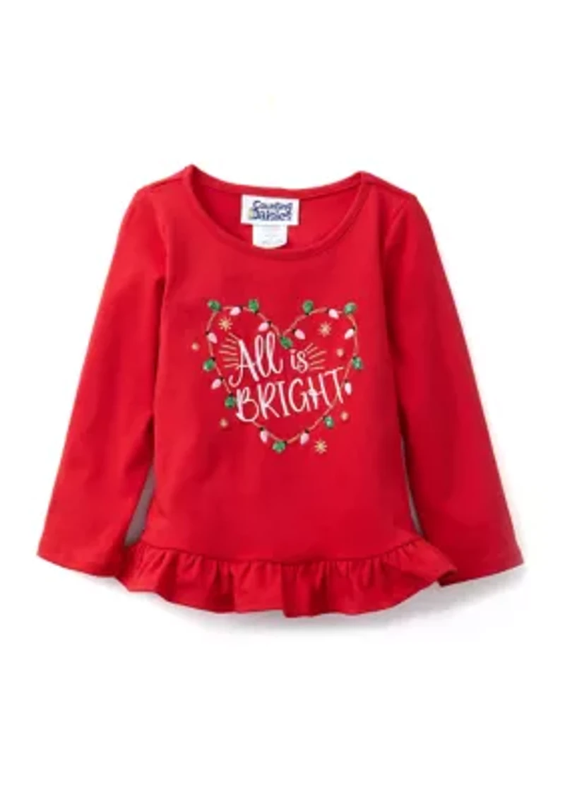 Toddler Girls Solid Ruffle Top