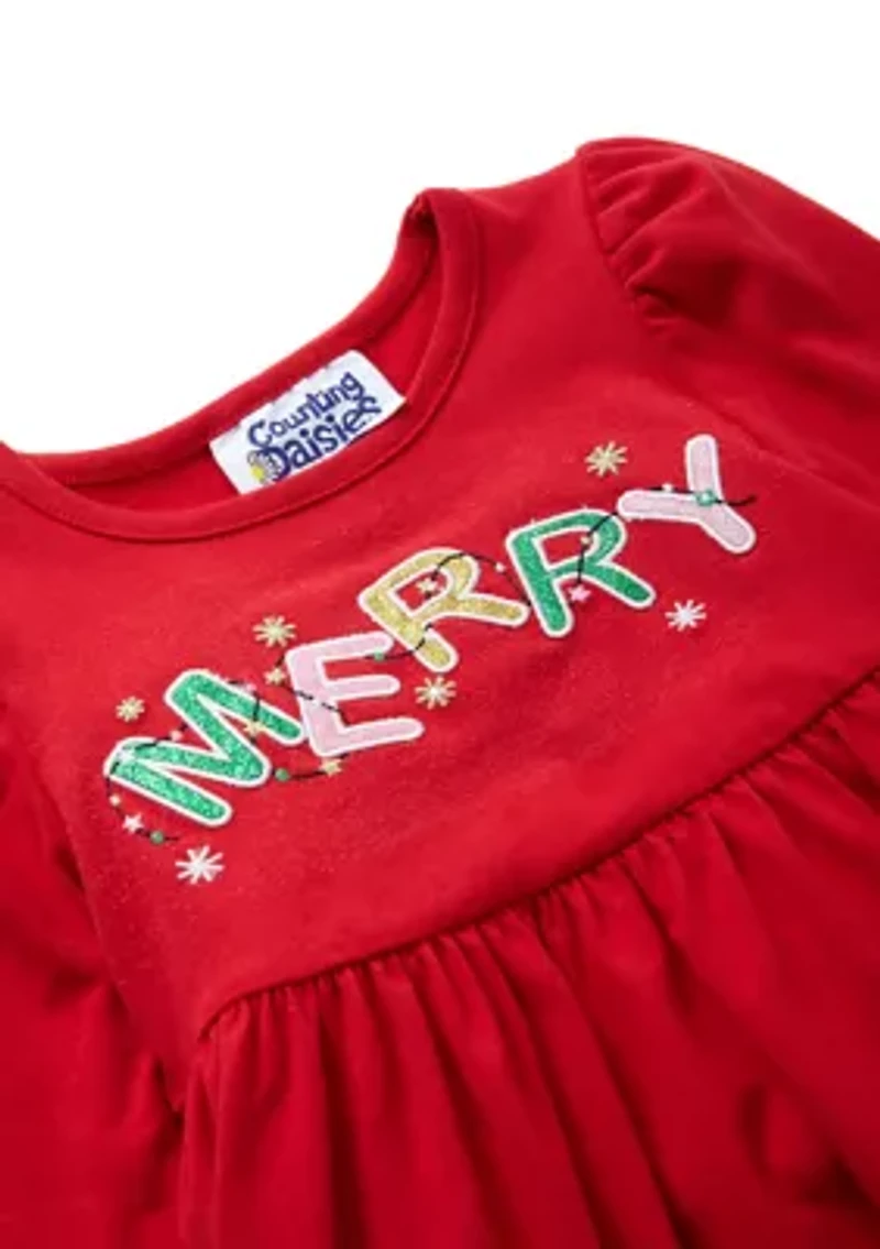 Toddler Girls Knit Appliqué Dress