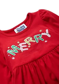 Toddler Girls Knit Appliqué Dress