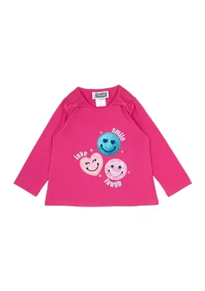 Toddler Girls Smiley Faces Graphic T-Shirt