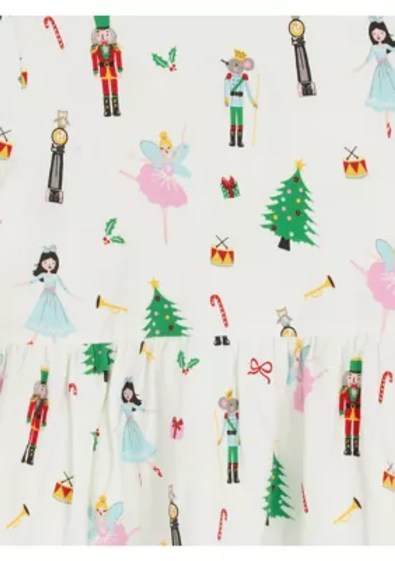 Toddler Girls Long Sleeve Nutcracker Print Dress