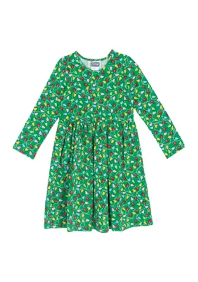 Toddler Girls Long Sleeve Tree Lights Dress