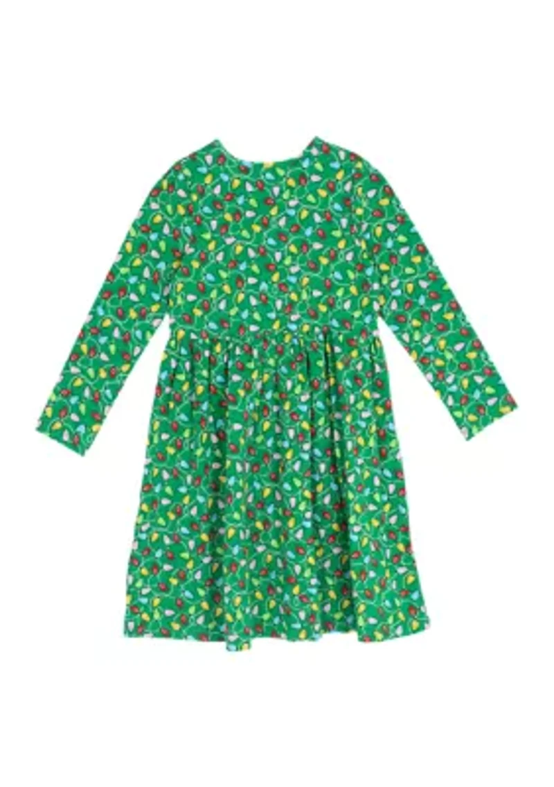 Toddler Girls Long Sleeve Tree Lights Dress