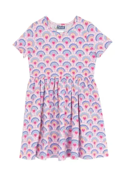Toddler Girls Short Sleeve Heart Print Dress
