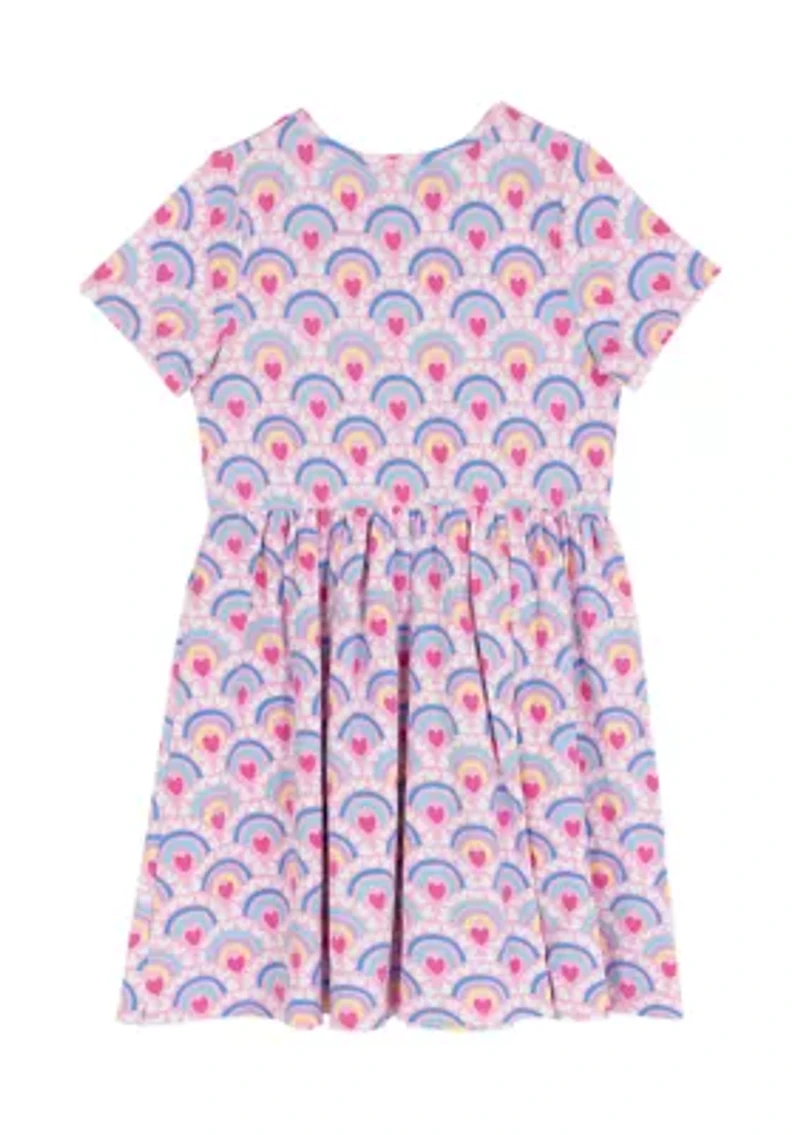 Toddler Girls Short Sleeve Heart Print Dress