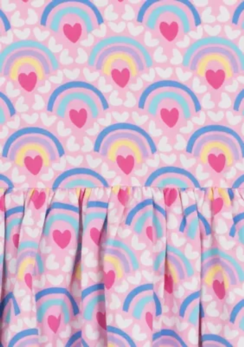 Toddler Girls Short Sleeve Heart Print Dress