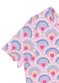 Toddler Girls Short Sleeve Heart Print Dress