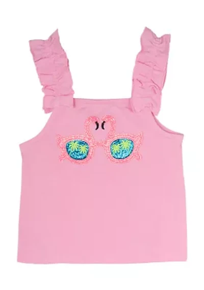 Toddler Girls Flamingo Graphic Ruffle Tank Top