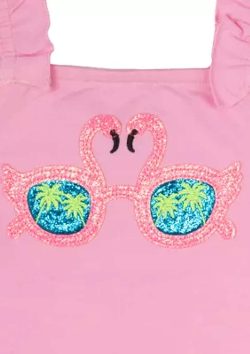 Toddler Girls Flamingo Graphic Ruffle Tank Top