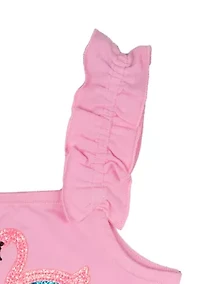 Toddler Girls Flamingo Graphic Ruffle Tank Top