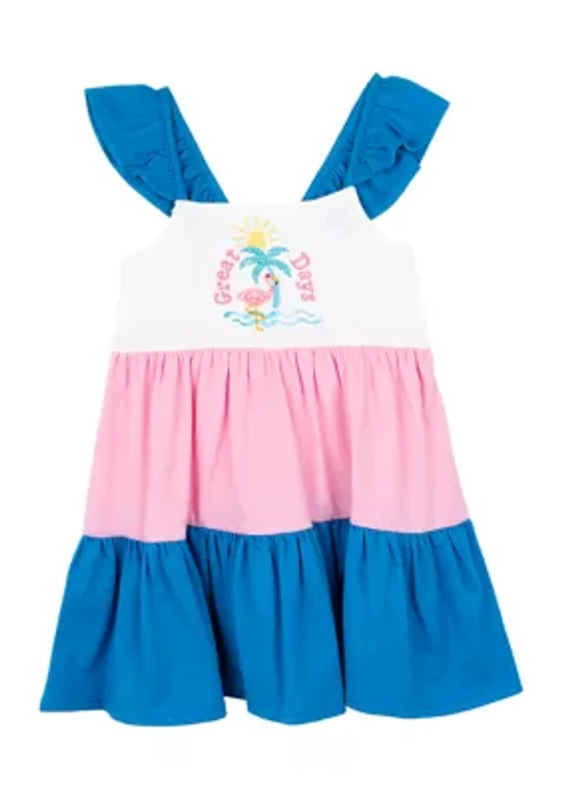 Toddler Girls Flamingo Graphic Tiered Dress