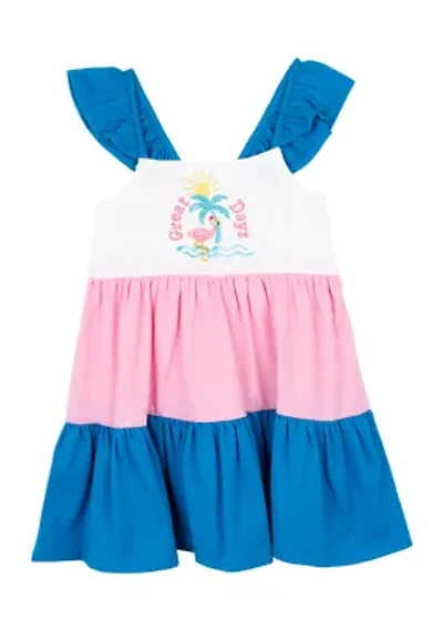 Toddler Girls Flamingo Graphic Tiered Dress