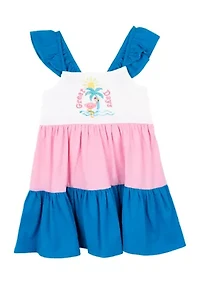 Toddler Girls Flamingo Graphic Tiered Dress