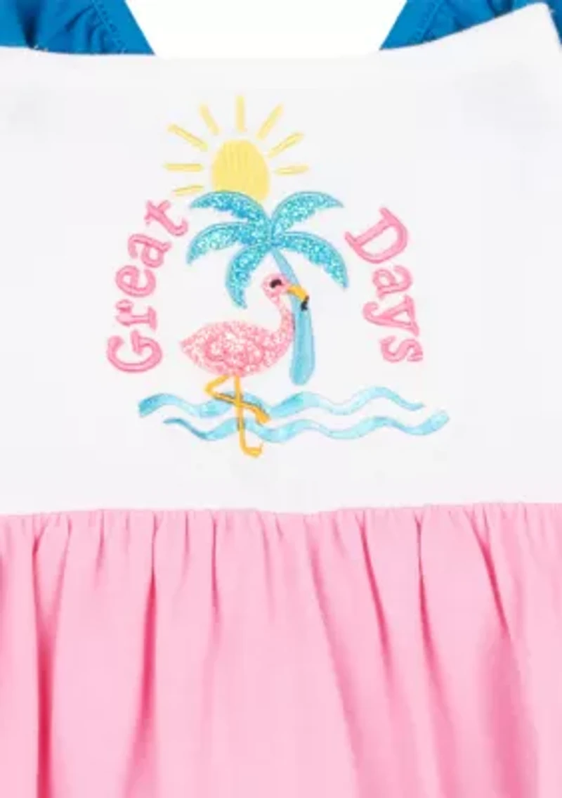 Toddler Girls Flamingo Graphic Tiered Dress