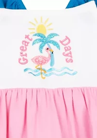 Toddler Girls Flamingo Graphic Tiered Dress