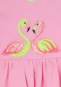 Toddler Girls Flamingo Embroidered Dress