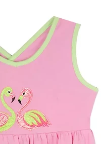 Toddler Girls Flamingo Embroidered Dress