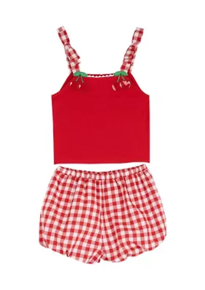 Toddler Girls Gingham Bubble Shorts and Tank Set