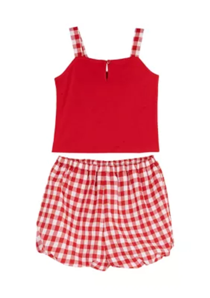 Toddler Girls Gingham Bubble Shorts and Tank Set