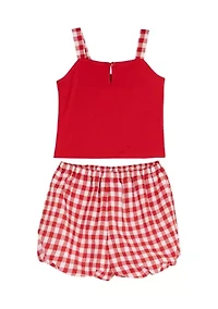 Toddler Girls Gingham Bubble Shorts and Tank Set