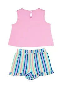 Baby Girls Flamingo Top and Printed Shorts Set