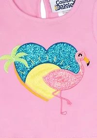 Baby Girls Flamingo Top and Printed Shorts Set