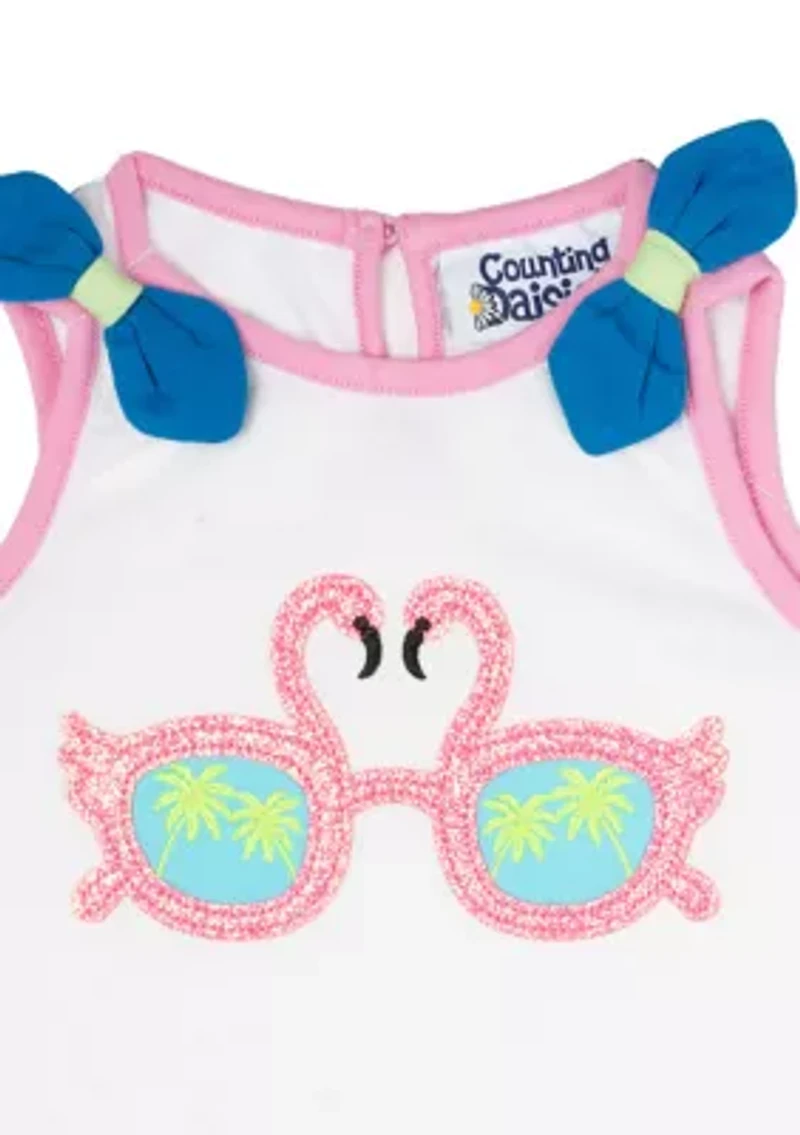 Baby Girls Flamingo Graphic Tank Top and Ruffle Shorts Set