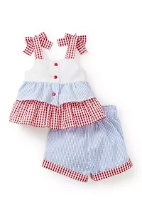 Baby Girls Americana Stars Seersucker Shorts Set