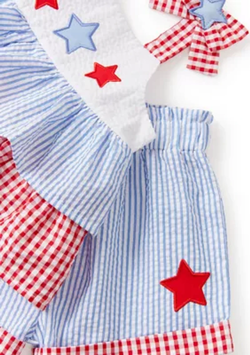 Baby Girls Americana Stars Seersucker Shorts Set