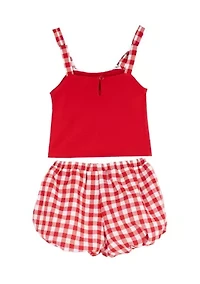 Baby Girls Gingham Bubble Short and Tank Set