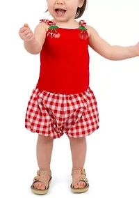 Baby Girls Gingham Bubble Short and Tank Set