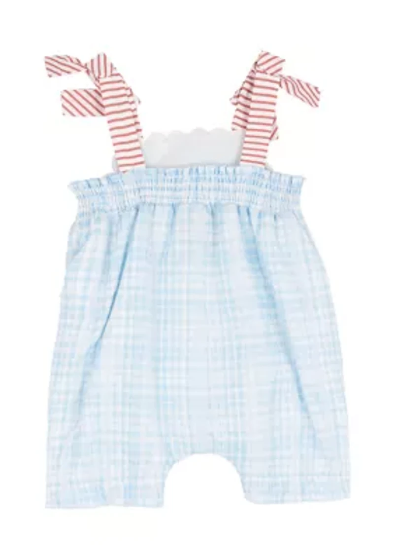 Baby Girls Gingham Romper with Bow