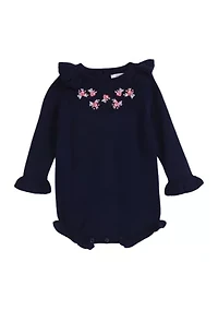 Baby Girls Embroidered Floral Sweater Bodysuit