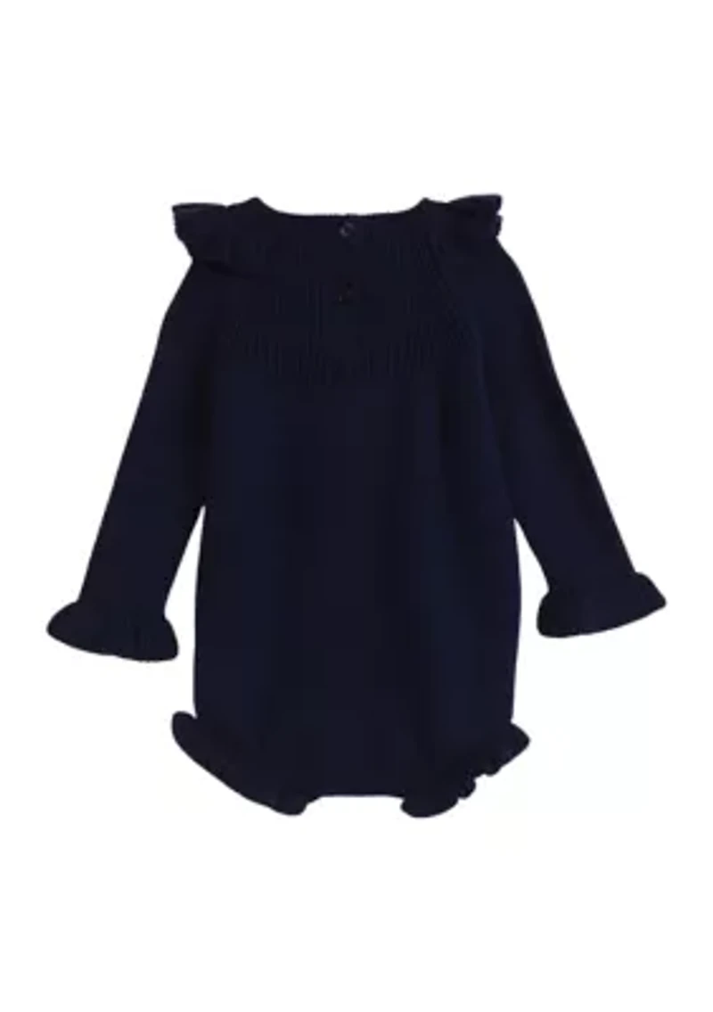 Baby Girls Embroidered Floral Sweater Bodysuit
