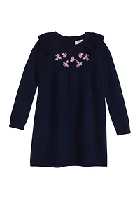 Toddler Girls Floral Embroidered Sweater Dress