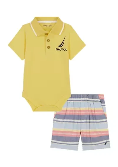Toddler Boys Polo Bodysuit and Shorts Set