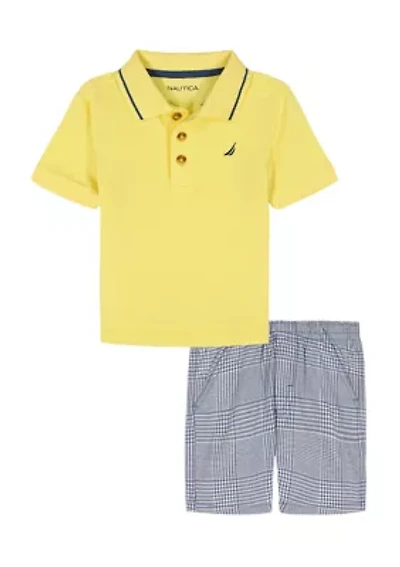 Baby Boys Polo Shirt and Plaid Shorts Set