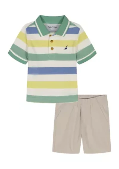 Toddler Boys 2 Piece Polo and Shorts Set